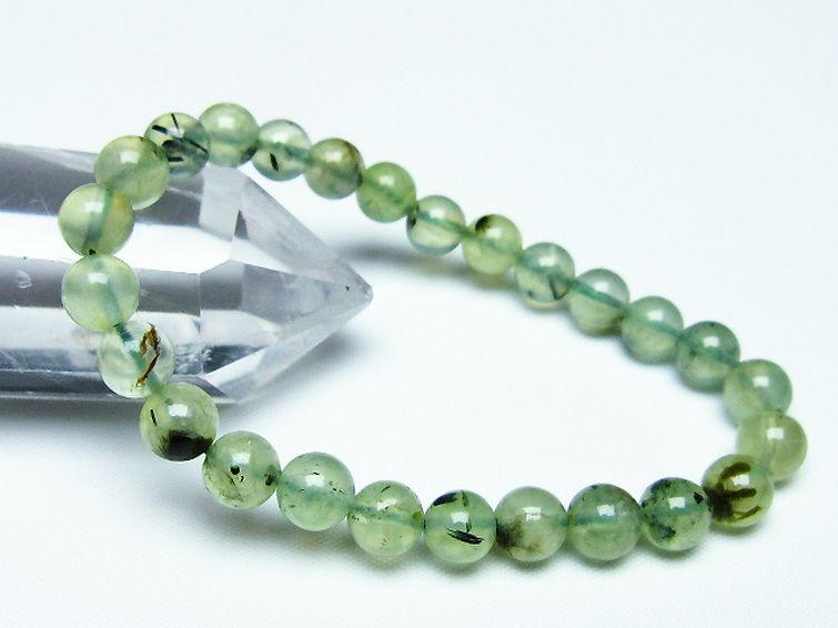 ルチル入りプレナイトブレスレット 7mm [T228-3125] 1枚目