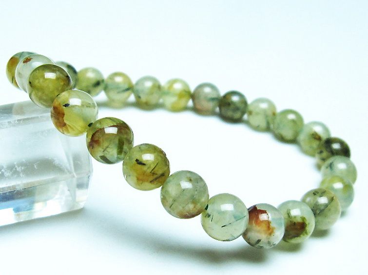 ルチル入りプレナイトブレスレット 7mm [T228-4251] 1枚目