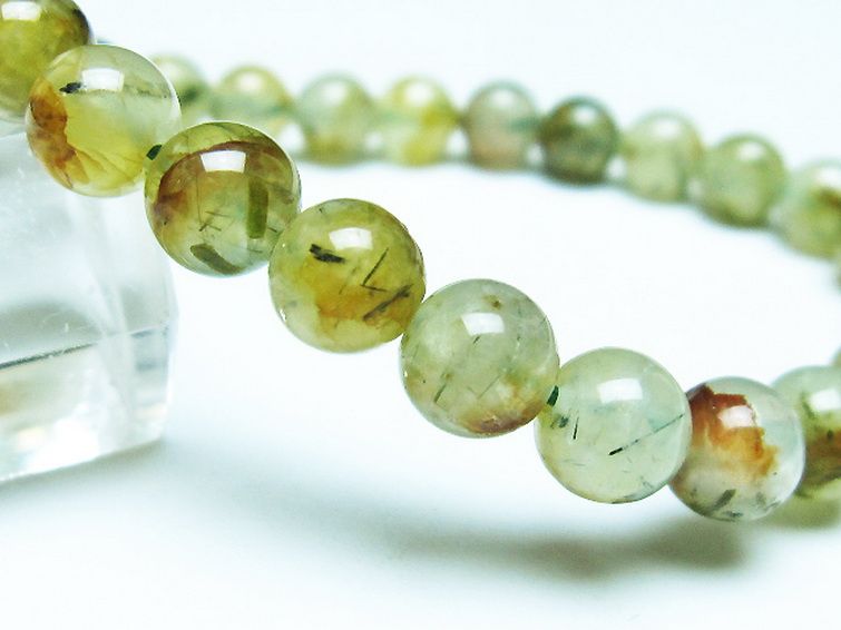 ルチル入りプレナイトブレスレット 7mm [T228-4251] 3枚目