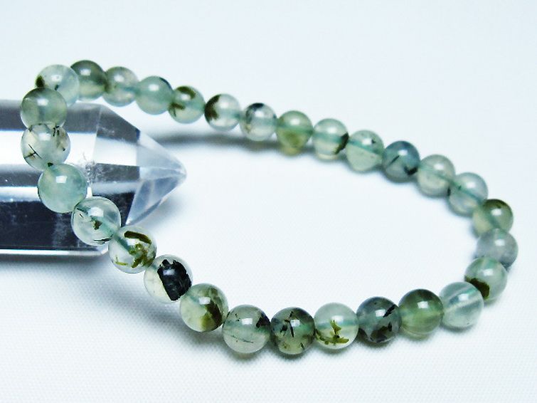 ルチル入りプレナイトブレスレット 7mm [T228-4432] 1枚目