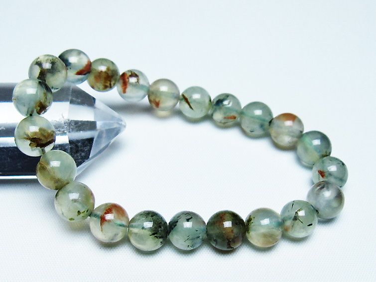 ルチル入りプレナイトブレスレット 9mm [T228-4504] 1枚目