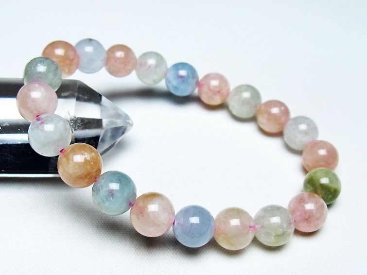 パワーストーン 天然石 MIXベリルブレスレット 緑柱石 14mm [T237-4251]