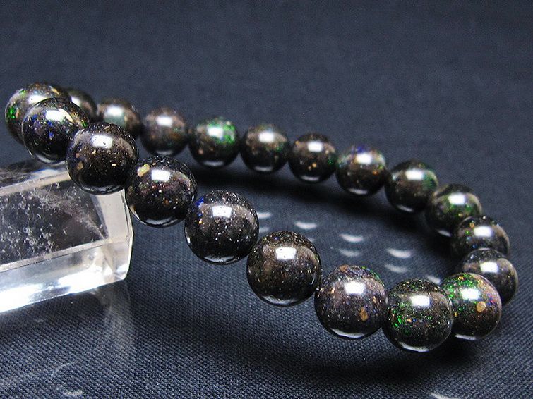 ブラックオパールブレスレット 9mm [T249-4618] 1枚目