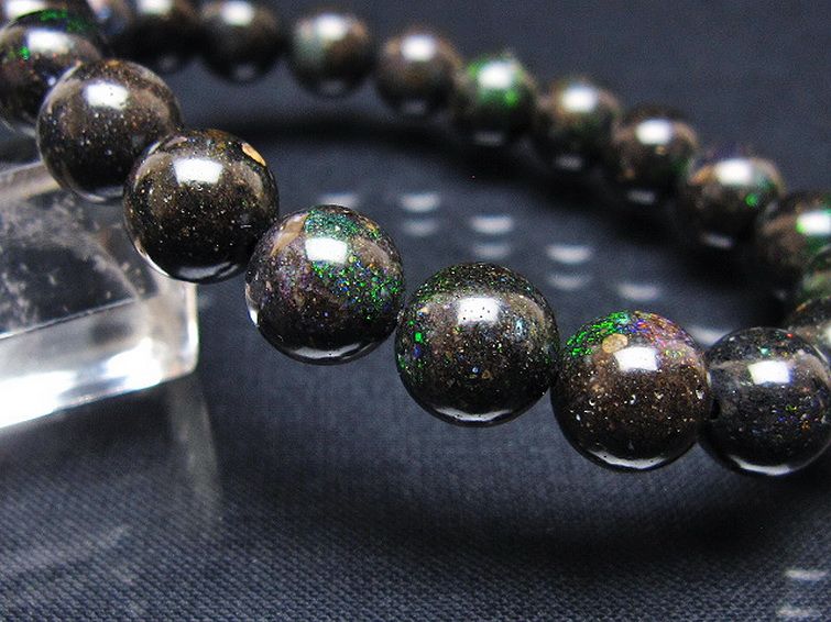 ブラックオパールブレスレット 9mm [T249-4618] 3枚目