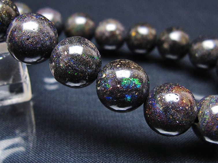 ★にい様★ ★希少石★ ブラックオパール　ブレスレット ブラックオパール ブレスレット 11mm t249-4544 : 誠安天然石