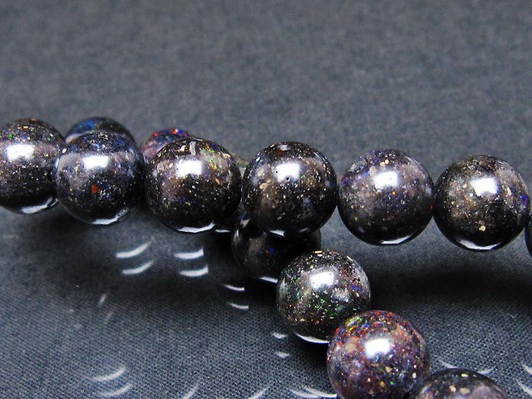 ★にい様★ ★希少石★ ブラックオパール　ブレスレット ブラックオパール ブレスレット 8.3mm 17.5cm メンズM
