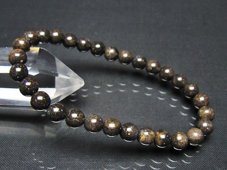 ブラックオパールブレスレット 6mm [t249-4861] 1枚目