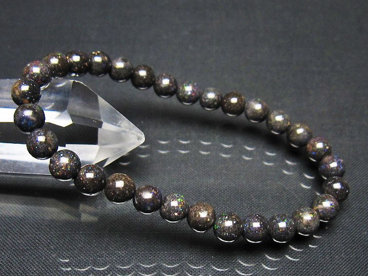 ブラックオパールブレスレット 6mm [t249-4913] 1枚目