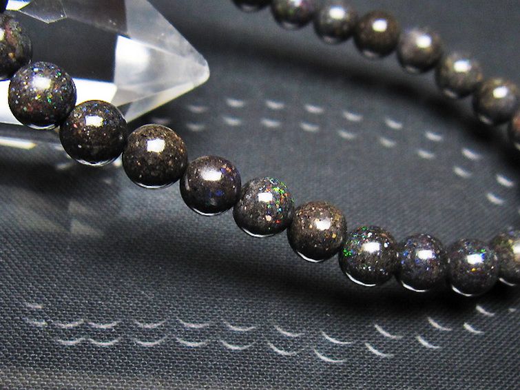 ブラックオパールブレスレット 6mm [t249-4913] 3枚目
