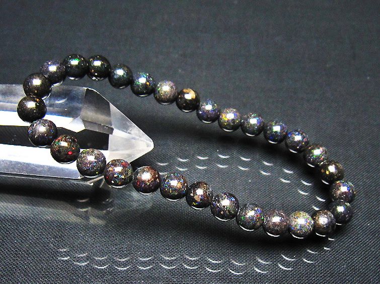 ブラックオパールブレスレット 6mm [t249-4960] 1枚目