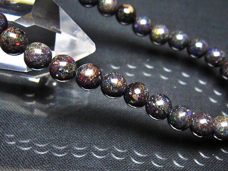 ブラックオパールブレスレット 6mm [t249-4960] 3枚目