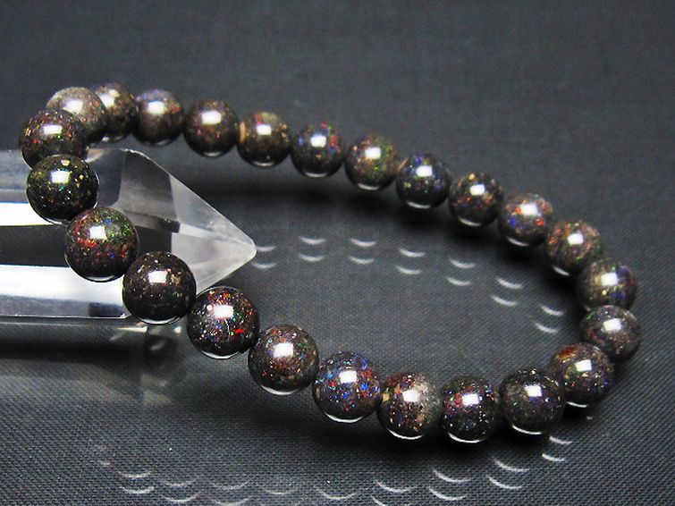 ブラックオパールブレスレット 8mm [t249-4981] 1枚目