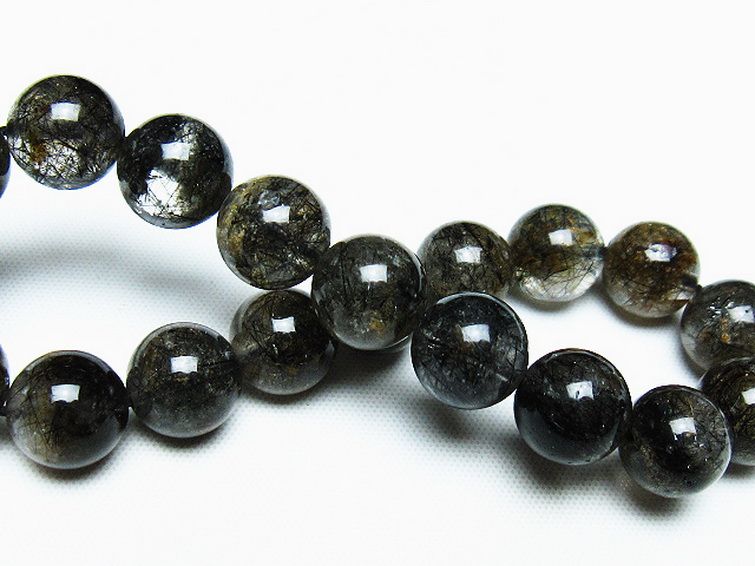 天然 ブラックルチルクォーツ ブレスレット 13mm 50g ブラックルチルクォーツ ブレスレット 13mm ブラックトルマリン