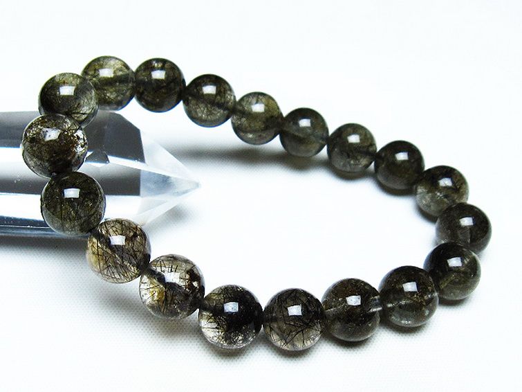 ブラックルチルクォーツブレスレット 10mm [T257-7559] 1枚目