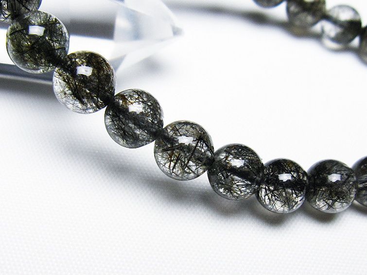 11mm　ブラックブロンズルチル　ブレスレット ブラックルチルクォーツ ブレスレット 11mm 18.5cm メンズL
