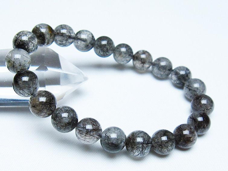 ブラックルチルクォーツブレスレット 9mm [t257-7929] 1枚目