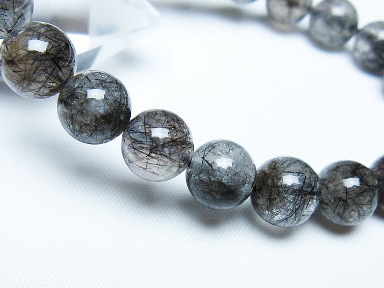 ブラックルチルクォーツブレスレット 9mm [t257-7929] 3枚目