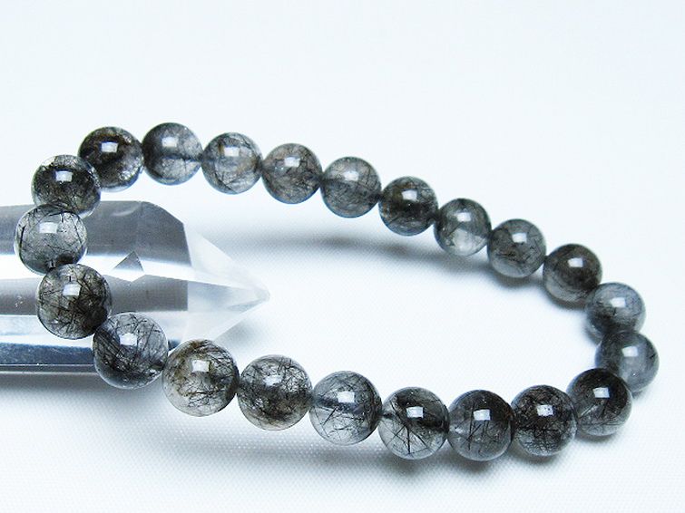ブラックルチルクォーツブレスレット 9mm [t257-7982] 1枚目