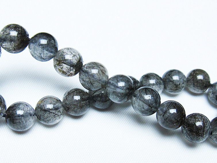 ブラックルチルクォーツブレスレット 9mm [t257-7982] 2枚目