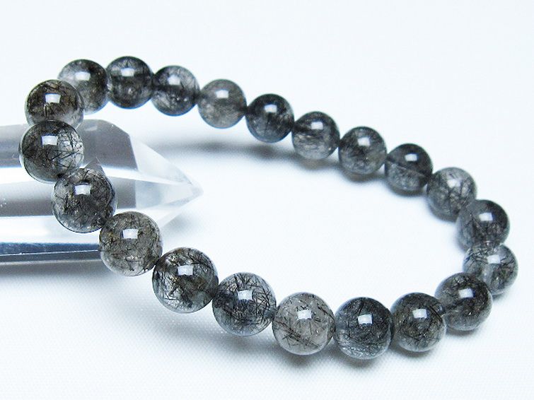 ブラックルチルクォーツブレスレット 9mm [t257-8042] 1枚目