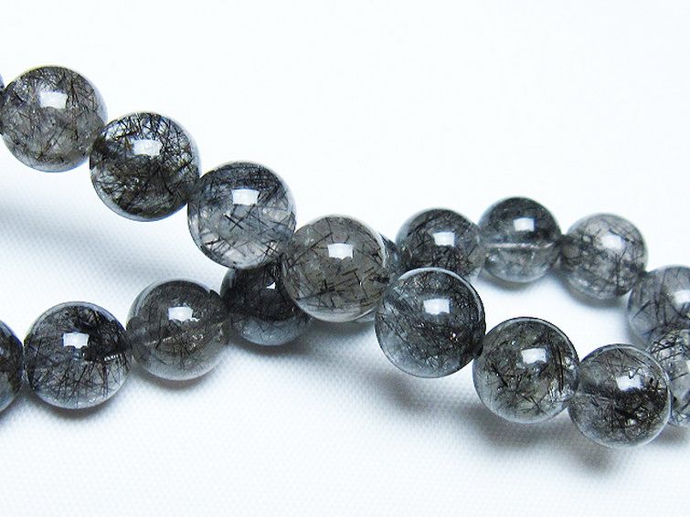 ブラックルチルクォーツブレスレット 9mm [t257-8042] 2枚目