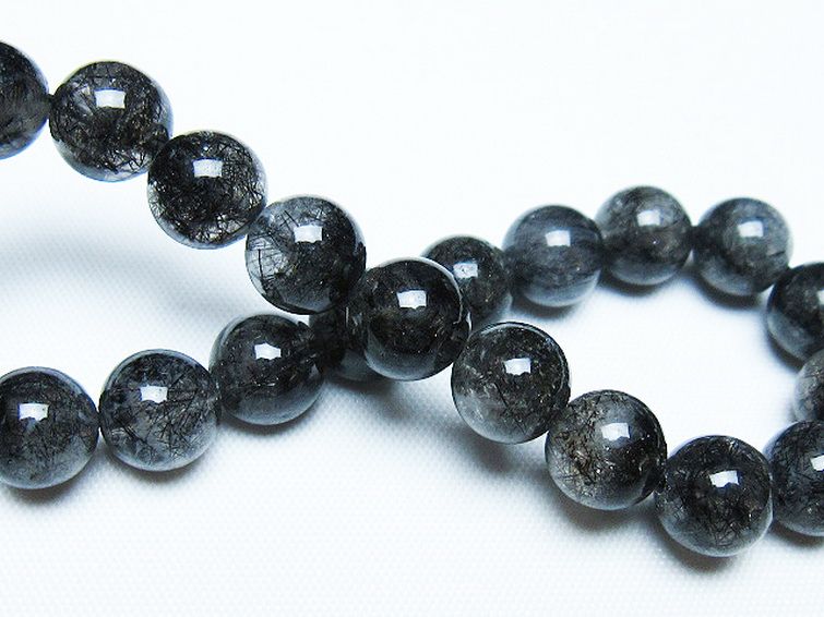 ブラックルチルクォーツブレスレット 9mm [t257-8079] 2枚目