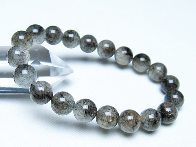 ブラックルチルクォーツブレスレット 10mm [t257-8121] 1枚目