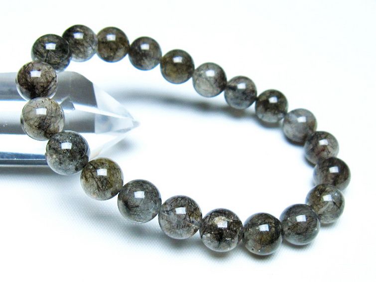 ブラックルチルクォーツブレスレット 9mm [t257-8154] 1枚目