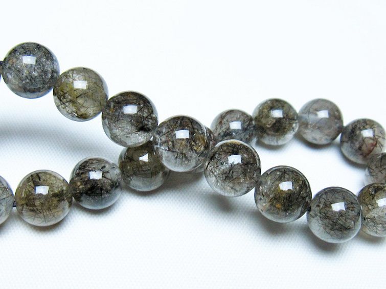 ブラックルチルクォーツブレスレット 9mm [t257-8154] 2枚目