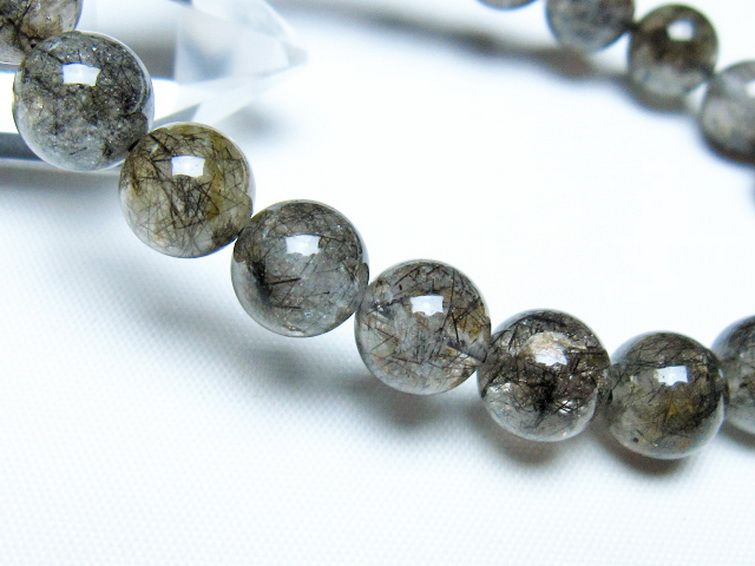 ブラックルチルクォーツブレスレット 9mm [t257-8154] 3枚目