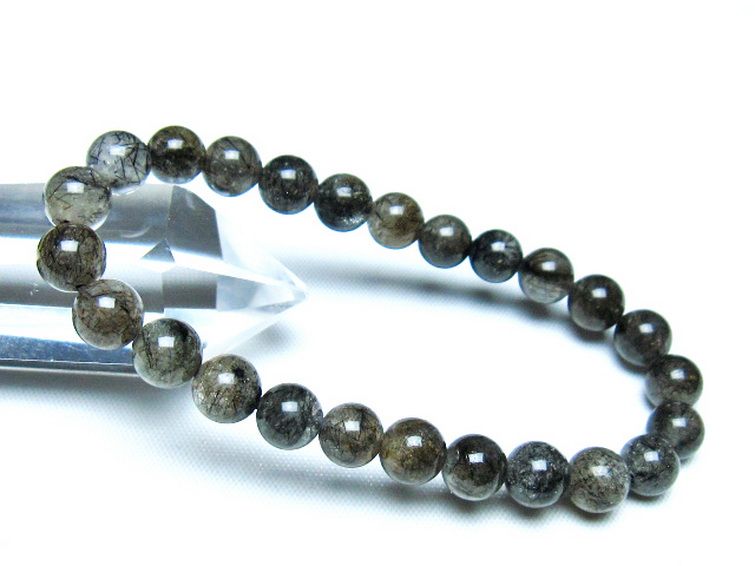 ブラックルチルクォーツブレスレット 9mm [t257-8161] 1枚目