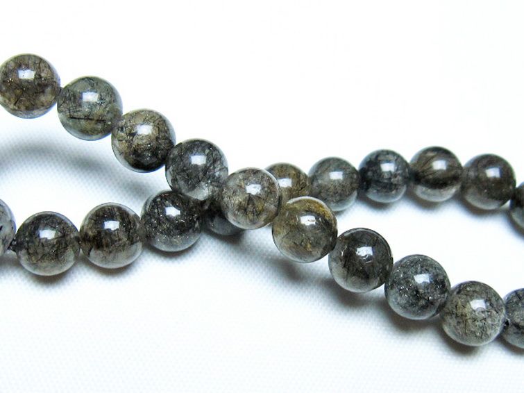 ブラックルチルクォーツブレスレット 9mm [t257-8161] 2枚目