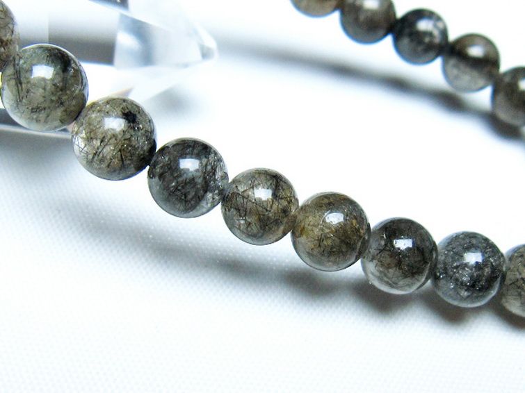 ブラックルチルクォーツブレスレット 9mm [t257-8161] 3枚目