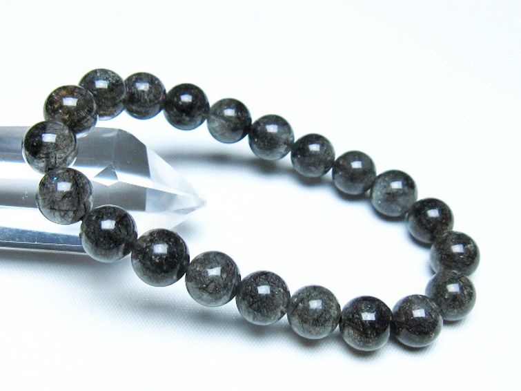 ブラックルチルクォーツブレスレット 9mm [t257-8197] 1枚目