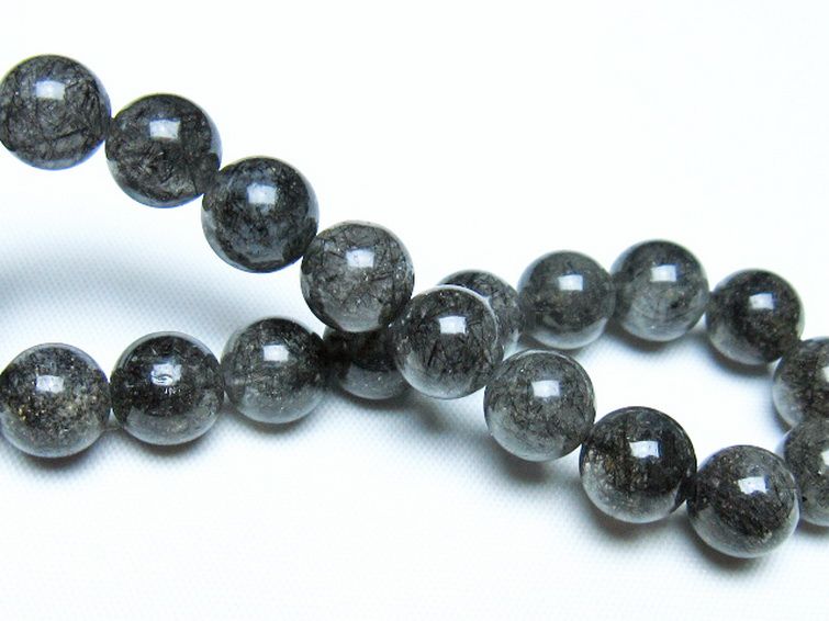 ブラックルチルクォーツブレスレット 9mm [t257-8197] 2枚目