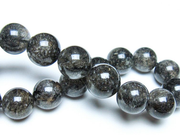 ブラックルチルクォーツブレスレット 12mm [t257-8213] 2枚目