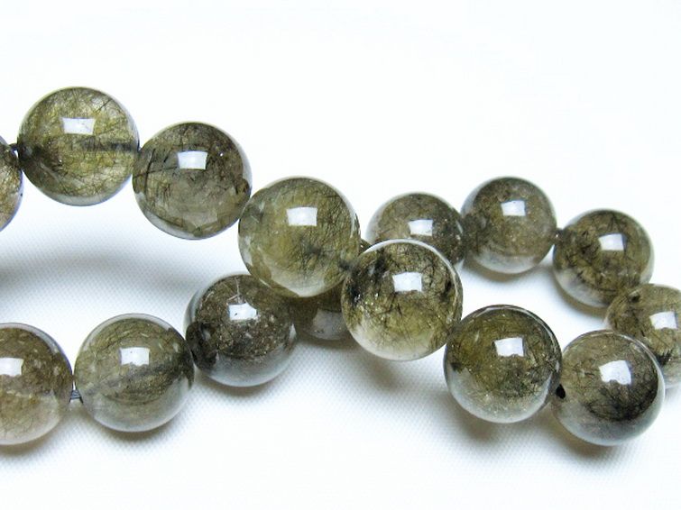 ブラックルチルクォーツブレスレット 13mm [t257-8218] 2枚目