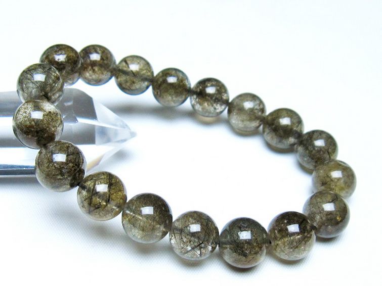 ブラックルチルクォーツブレスレット 12mm [t257-8219] 1枚目