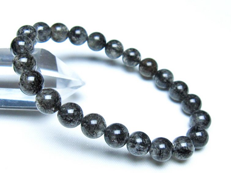ブラックルチルクォーツブレスレット 8mm [t257-8230] 1枚目