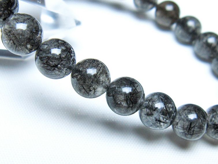 ブラックルチルクォーツブレスレット 8mm [t257-8230] 3枚目