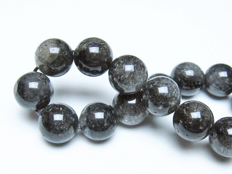 ブラックルチルクォーツブレスレット 14mm [t257-8248] 2枚目