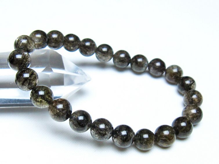 ブラックルチルクォーツブレスレット 8mm [t257-8254] 1枚目