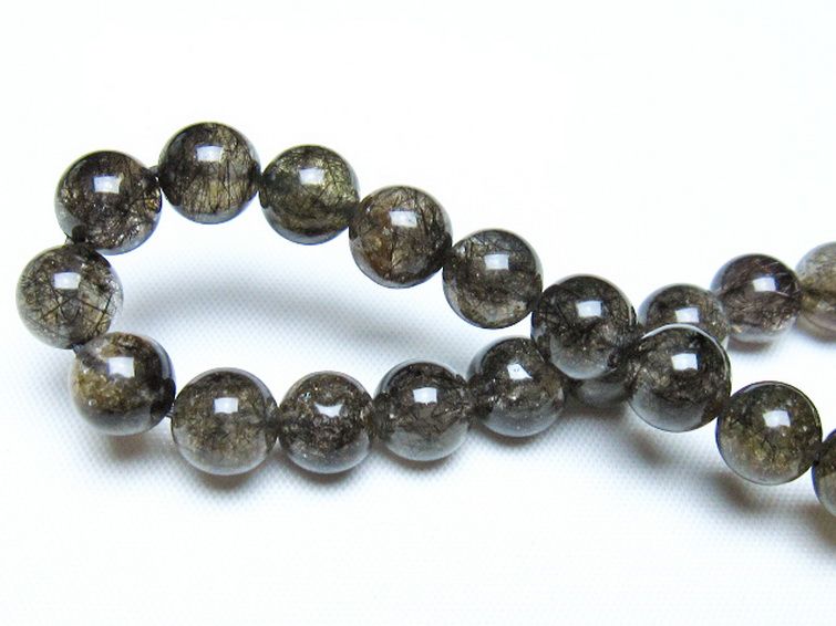 ブラックルチルクォーツブレスレット 8mm [t257-8254] 2枚目