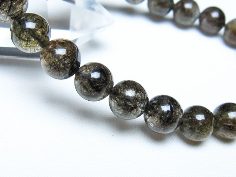 ブラックルチルクォーツブレスレット 8mm [t257-8254] 3枚目