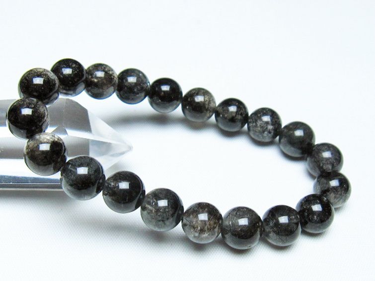 ブラックルチルクォーツブレスレット 10mm [t257-8262] 1枚目