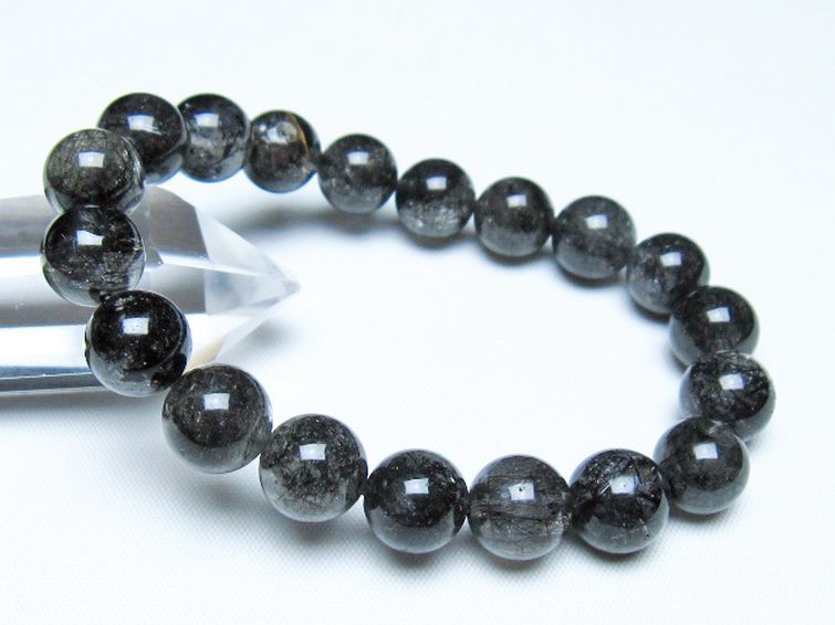 ブラックルチルクォーツブレスレット 11mm [t257-8265] 1枚目