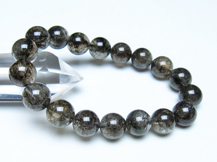 ブラックルチルクォーツブレスレット 11mm [t257-8266] 1枚目
