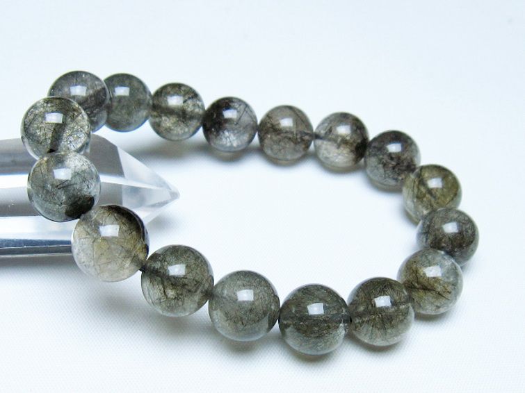 ブラックルチルクォーツブレスレット 12mm [t257-8272] 1枚目