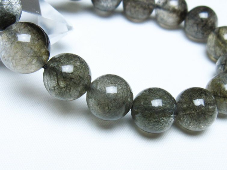 ブラックルチルクォーツブレスレット 12mm [t257-8272] 3枚目