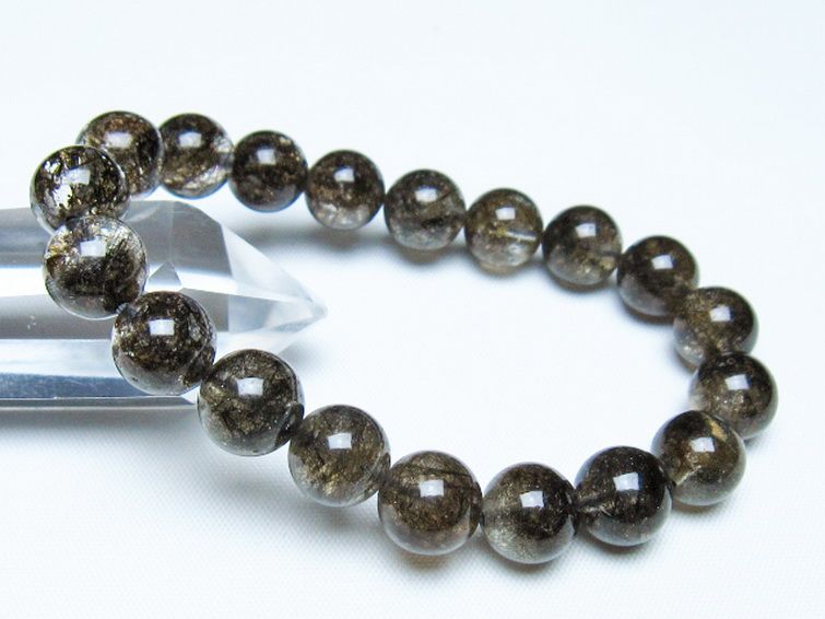 ブラックルチルクォーツブレスレット 10mm [t257-8275] 1枚目